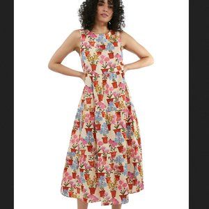 Flower Pot Linen Maxi Dress